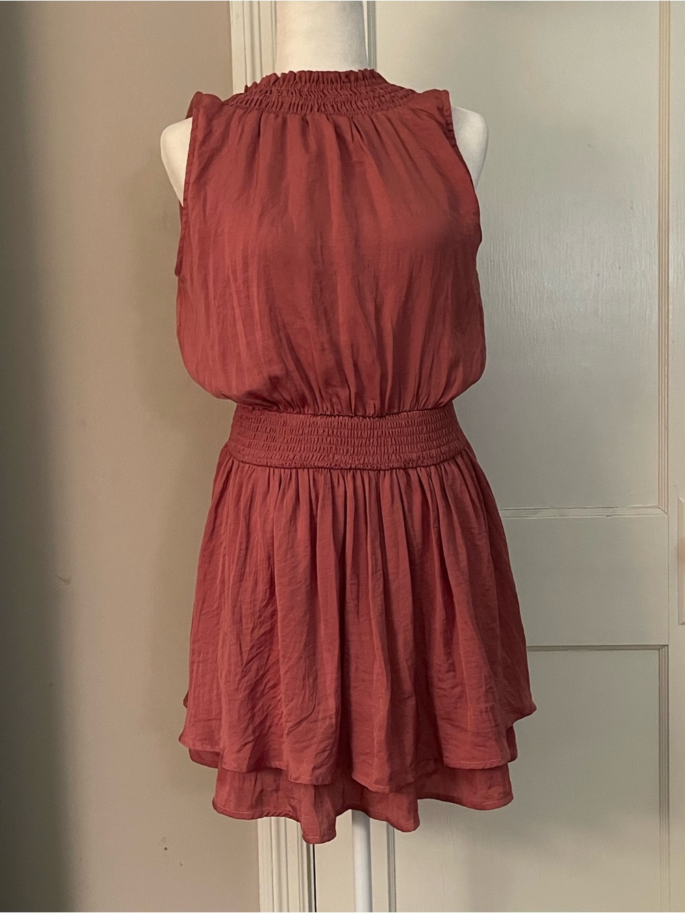 Sleeveless Smocked Waist Dusty Rose Dress Medium